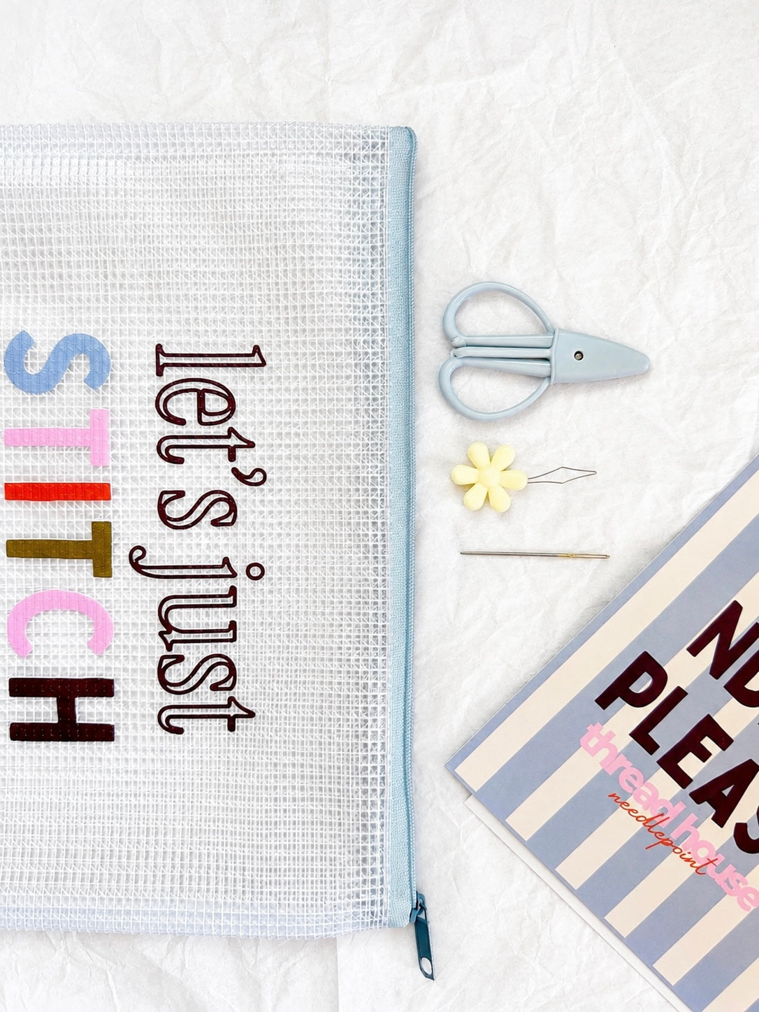 Initial Beginner Needlepoint Kit – Custom, Hand-Painted 13 Mesh Canvas, Everything You Need