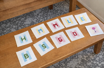 Initial Beginner Needlepoint Kit – Custom, Hand-Painted 13 Mesh Canvas, Everything You Need