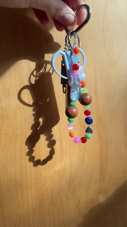Beaded Needlepoint Bag Charm with Scissors, Needle Holder & Threader | Handmade Stitching Chatelaine